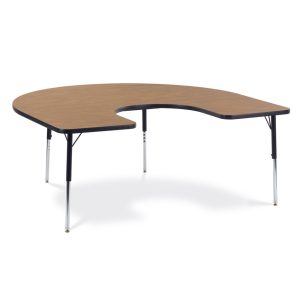 brown, horseshoe-shaped classroom table