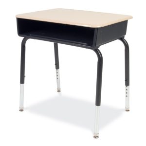 young student desk with plastic book box and hard plastic top